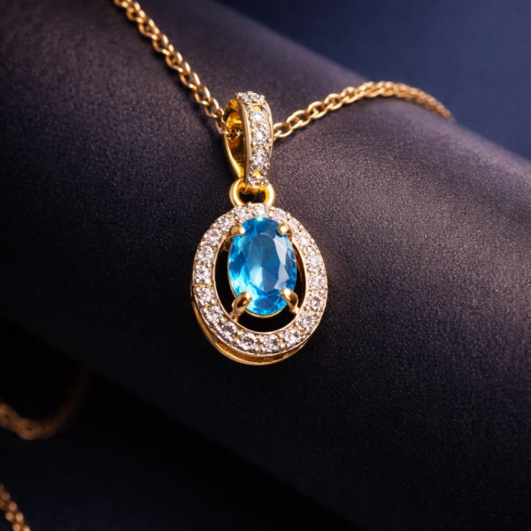 ISHQNAIN Women's Premium Gold Tone Finish Crystal Bloom Pendant, Romantic Floral Necklace Gift