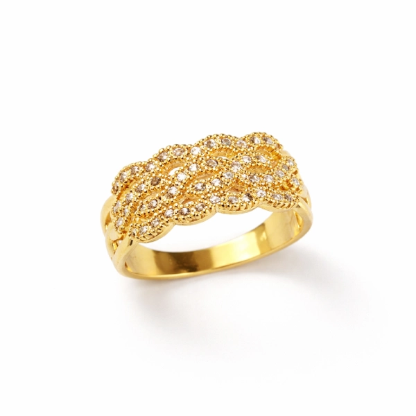 ISHQNAIN Women's Premium Gold Tone Finish Crystal Heart Wrap Open Ring, Romantic Promise Gift