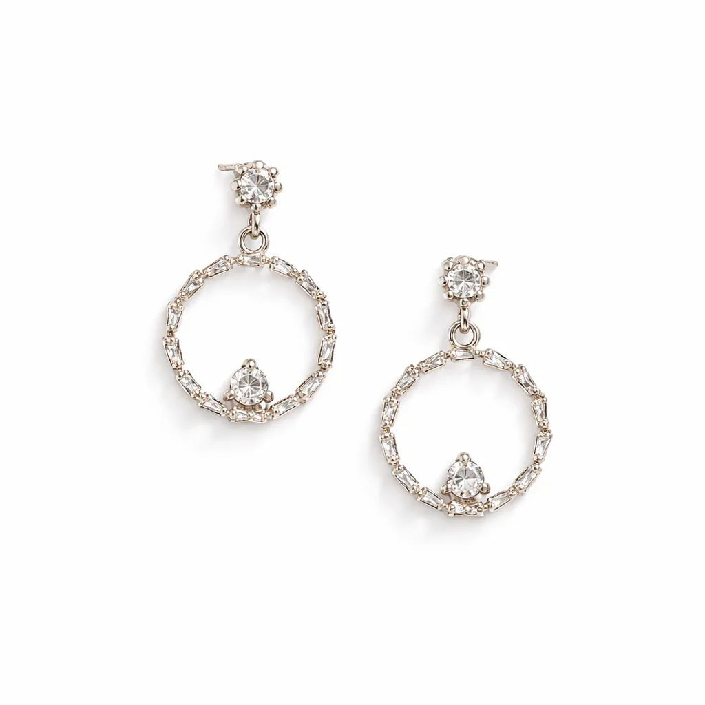 ISHQNAIN Women's Silver-Plated Crystal Halo Dangle Earrings, Romantic Luminous Gift
