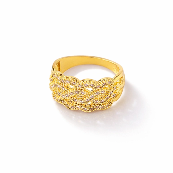 ISHQNAIN Women's Premium Gold Tone Finish Crystal Heart Wrap Open Ring, Romantic Promise Gift